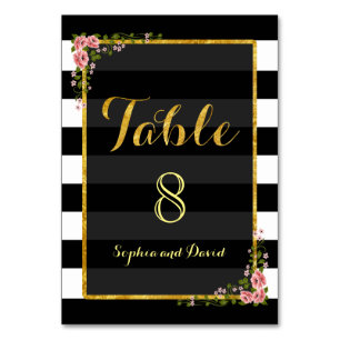Gold Foil Black Stripes WedBLE-NUMMER Kaart