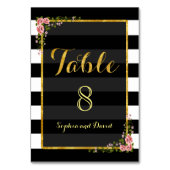 Gold Foil Black Stripes WedBLE-NUMMER Kaart (Achterkant)