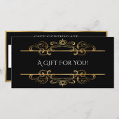 Gold Foil Black  Swirls Cadeaubon (Voorkant / Achterkant)