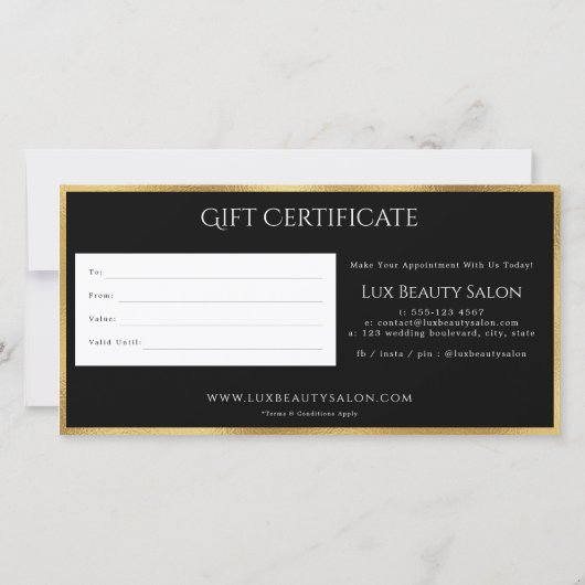 Gold Foil Black  Swirls Cadeaubon (Achterkant)