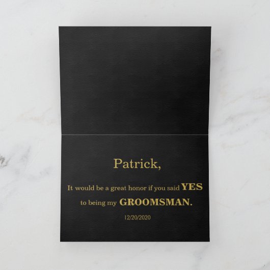 Gold Foil Black zal je zijn mijn GROOMSMAN (Binnen)