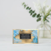 Gold Foil | Blauwe marmer Visitekaartje (Staand voorkant)