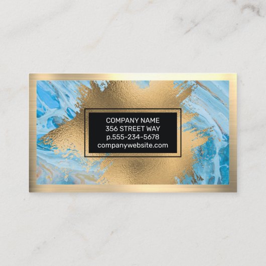 Gold Foil | Blauwe marmer Visitekaartje (Achterkant)