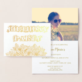 Gold Foil Bloemen Daisy verjaardagsfeestje uitnodi Folie Kaarten