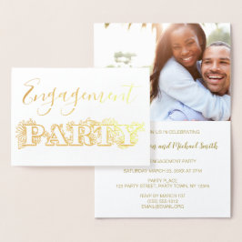 Gold Foil Bloemen Engagement Party Uitnodiging Fot