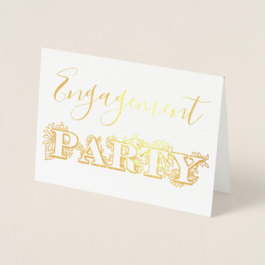 Gold Foil Bloemen Engagement Party Uitnodiging Fot (Voorkant)