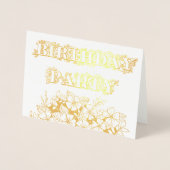 Gold Foil Bloemen Verjaardag Party Uitnodiging Fot (Voorkant)