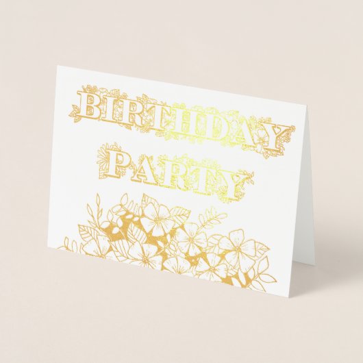 Gold Foil Bloemen Verjaardag Party Uitnodiging Fot (Voorkant)