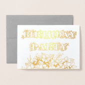 Gold Foil Bloemen Verjaardag Party Uitnodiging Fot (Voorkant met envelop)