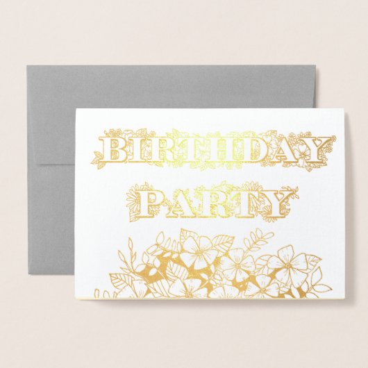Gold Foil Bloemen Verjaardag Party Uitnodiging Fot (Voorkant met envelop)