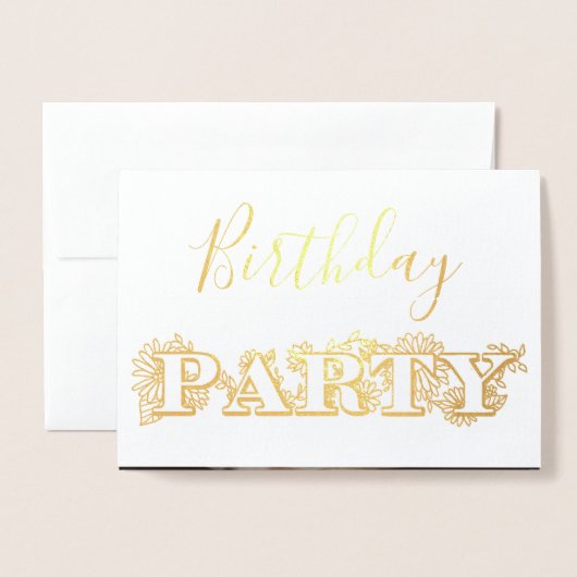 Gold Foil Bloemen Verjaardag Party Uitnodiging Fot (Voorkant met envelop)