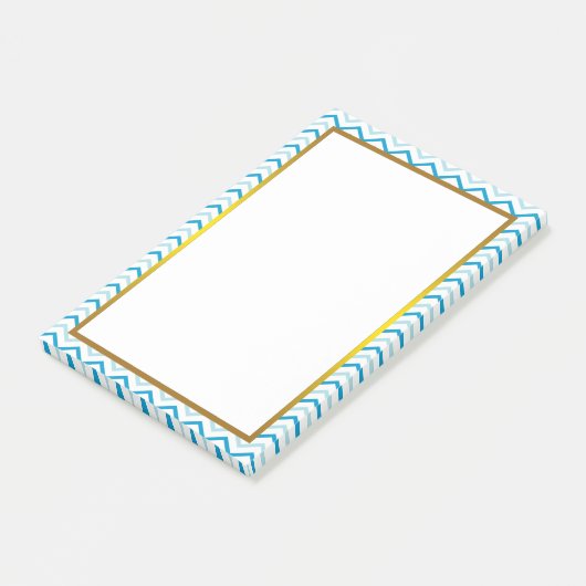 Gold Foil Blue Blauwgroen Chevron Zigzag Pattern Post-it® Notes (Schuin)