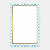 Gold Foil Blue Blauwgroen Chevron Zigzag Pattern Post-it® Notes (Voorkant)