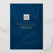 GOLD FOIL Blue FOTO Wedding QR Code Driving Folie Uitnodiging (Achterkant)