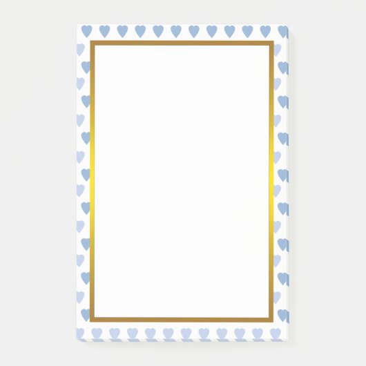Gold Foil Blue Love Heart Pattern Valentijn Post-it® Notes (Voorkant)
