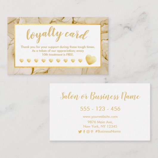 Gold Foil Blush Brown Salon Loyalty Card (Voorkant / Achterkant)