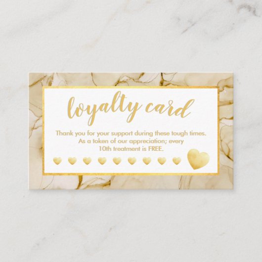 Gold Foil Blush Brown Salon Loyalty Card (Voorkant)