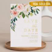 Gold Foil Blush Floral bespaart de data Folie Uitnodiging