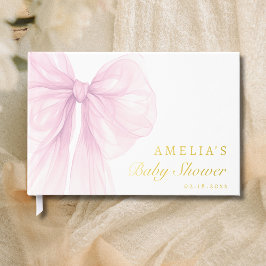Gold Foil Blush Pink Bow Baby Girl Shower Gastenboek