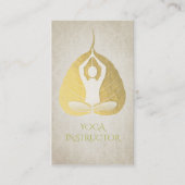 Gold Foil Bodhi Leaf met Yoga Meditation Posture Visitekaartje (Voorkant)