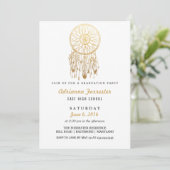 Gold Foil Bohemian Dream Catcher Afstudeerfeest Kaart (Staand voorkant)