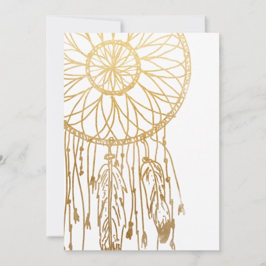 Gold Foil Bohemian Dream Catcher Afstudeerfeest Kaart (Achterkant)