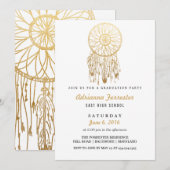 Gold Foil Bohemian Dream Catcher Afstudeerfeest Kaart (Voorkant / Achterkant)