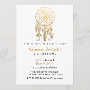 Gold Foil Bohemian Dream Catcher Afstudeerfeest Kaart