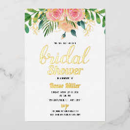 Gold foil boho floral bridal doucheuitnodiging folie uitnodiging