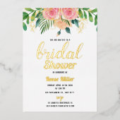 Gold foil boho floral bridal doucheuitnodiging folie uitnodiging (Voorkant)