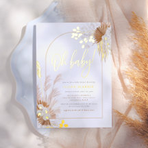Gold Foil | Boho Pampas Arch Girl Baby shower