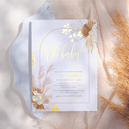 Gold Foil | Boho Pampas Arch Girl Baby shower Folie Uitnodiging