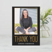 Gold Foil Bold Hartelijk dank Foto Afstuderen Card Bedankkaart (Staand voorkant)