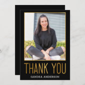 Gold Foil Bold Hartelijk dank Foto Afstuderen Card Bedankkaart (Voorkant / Achterkant)