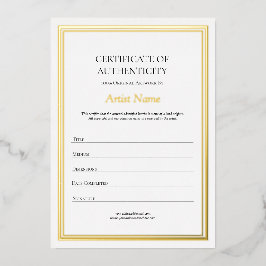 Gold Foil Border Certificaat van echtheid Art Folie Uitnodiging