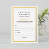 Gold Foil Border Certificaat van echtheid Art Folie Uitnodiging (Staand Voorkant)