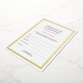 Gold Foil Border Certificaat van echtheid Art Folie Uitnodiging (Gedraaid)