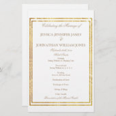 Gold Foil Border Elegant Script Weddenprogramma (Voorkant / Achterkant)