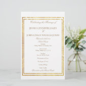 Gold Foil Border Elegant Script Weddenprogramma (Staand voorkant)