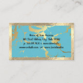 Gold Foil Border | Golden Turquoise Marble Visitekaartje (Achterkant)