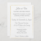 Gold Foil Border Huwelijksuitnodiging Kaart (Voorkant / Achterkant)