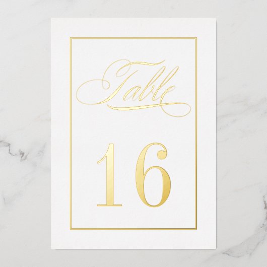 Gold Foil Border Traditional Wedding Table Numbers Folie Uitnodiging (Voorkant)