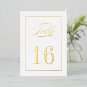 Gold Foil Border Traditional Wedding Table Numbers Folie Uitnodiging (Staand Voorkant)