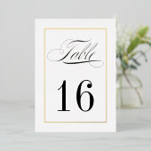 Gold Foil Border Traditional Wedding Table Numbers Folie Uitnodiging (Staand Voorkant)