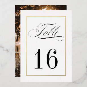 Gold Foil Border Wedding Table Numbers Foto Folie Uitnodiging