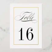 Gold Foil Border Wedding Table Numbers Foto Folie Uitnodiging (Voorkant)