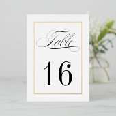 Gold Foil Border Wedding Table Numbers Foto Folie Uitnodiging (Staand Voorkant)