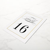 Gold Foil Border Wedding Table Numbers Foto Folie Uitnodiging (Gedraaid)