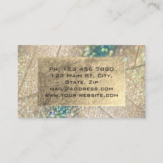 Gold Foil Botanical Beauty Studio Holograaf Blauwg Visitekaartje (Achterkant)