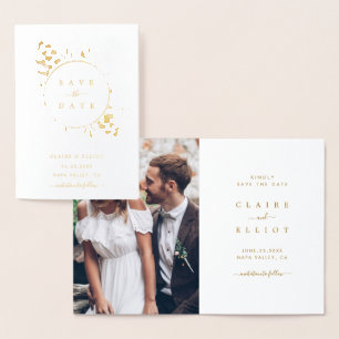 Gold Foil Botanical Wedding Save the Date Folie Kaarten